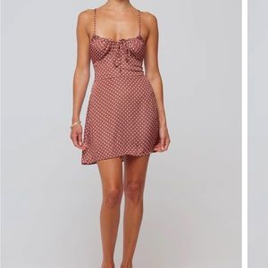 RESA Polka Dot Mini Dress in Brown